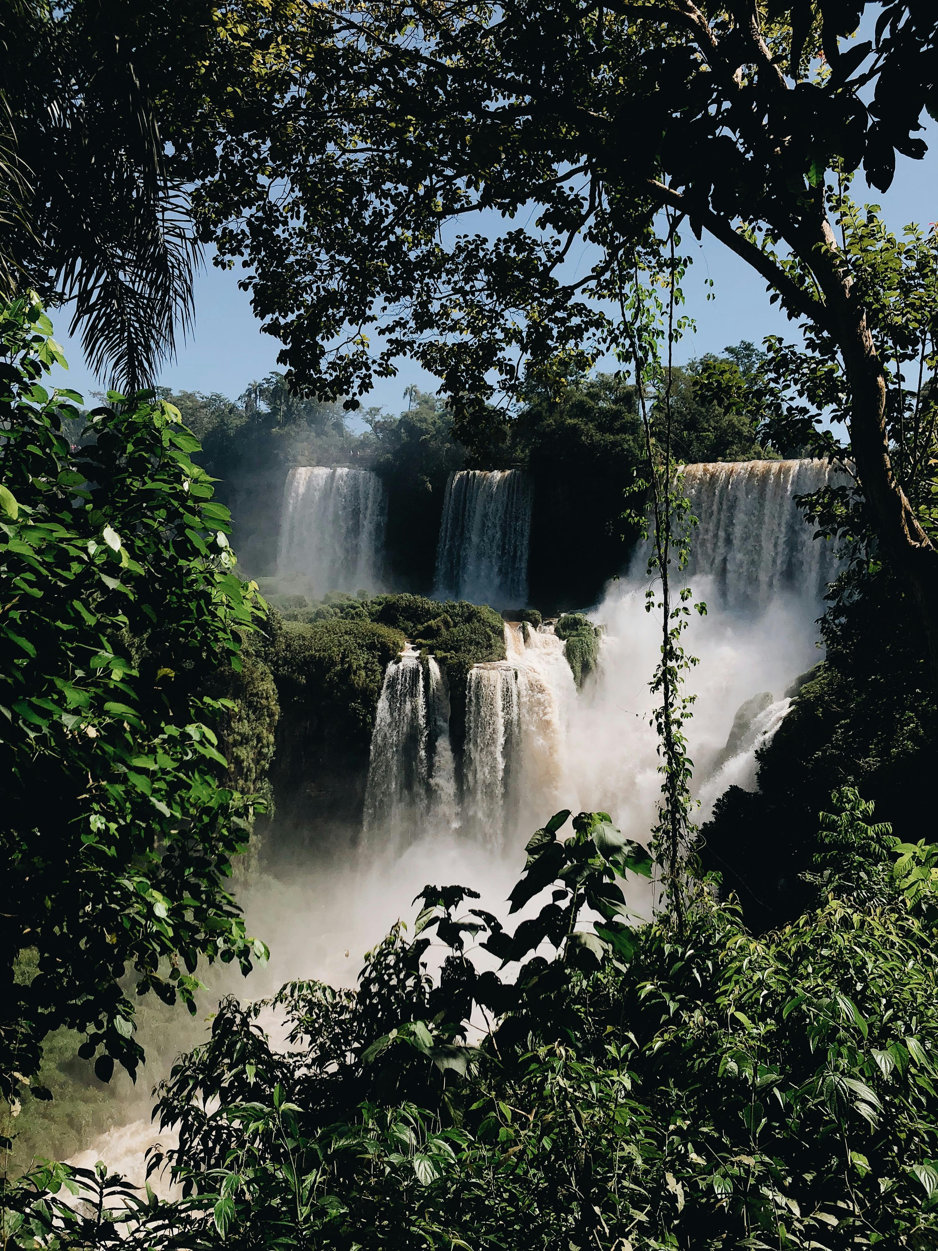 time lapse photography of waterfalls