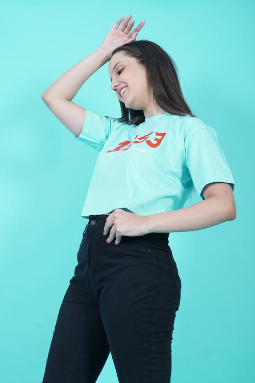 Studio Shot of a Young Woman in a Casual Outfit 