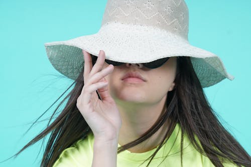Brunette in Hat and Sunglasses