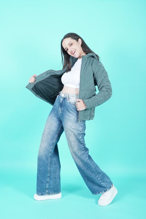 Studio Shot of Model in Jeans