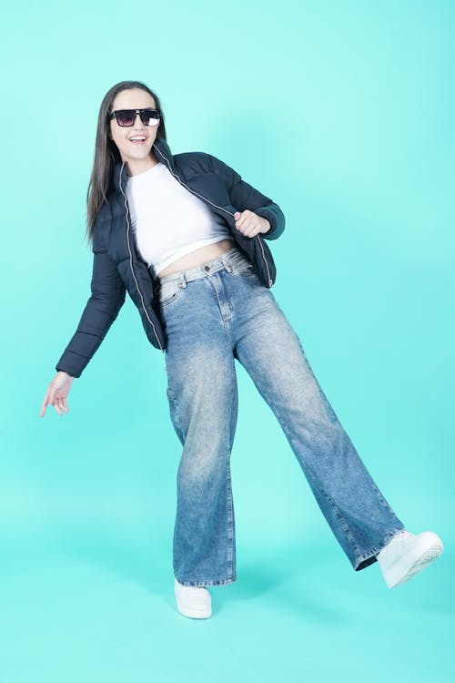 Studio Shot of a Young Woman in a Casual Outfit 