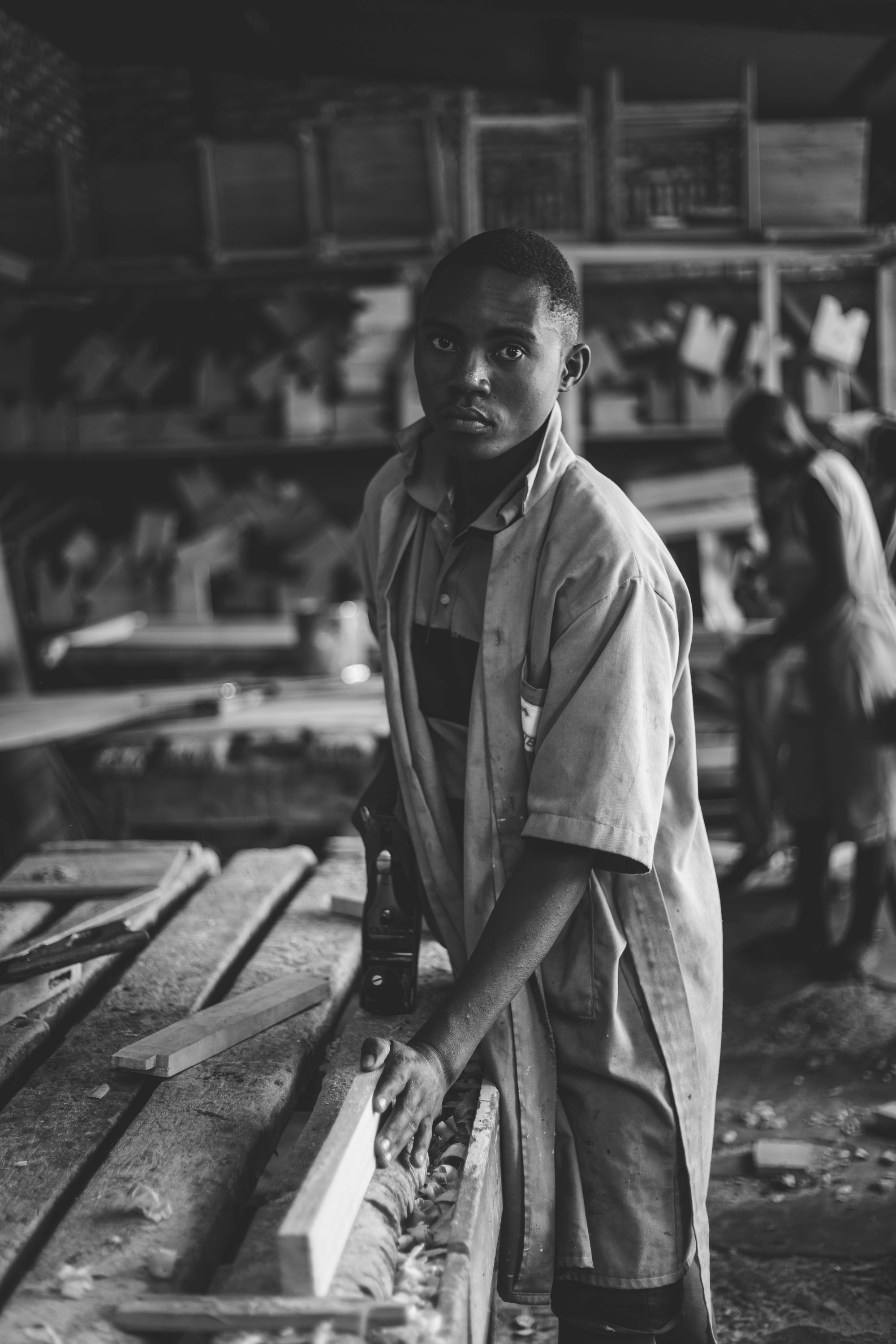 Carpenter in a workshop