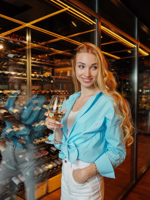 Blonde Woman Posing with Glass