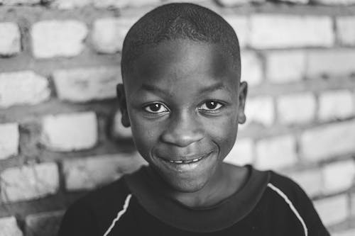 Black and White Portrait of a Little Boy 