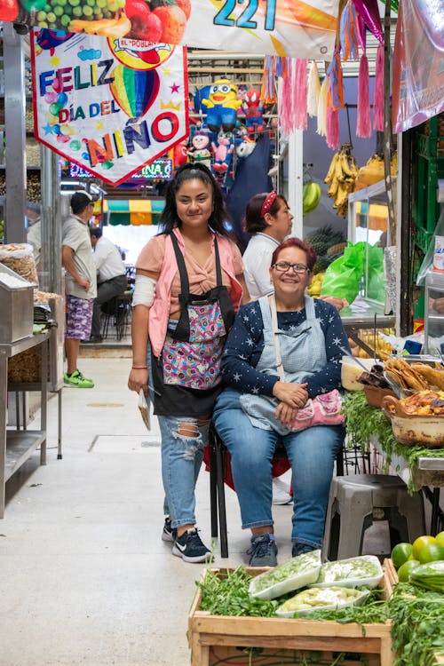 Women Selling Food at a Vegetable Market 