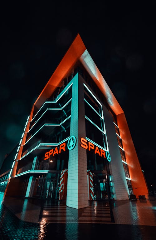 Free Spar Building at Night Stock Photo