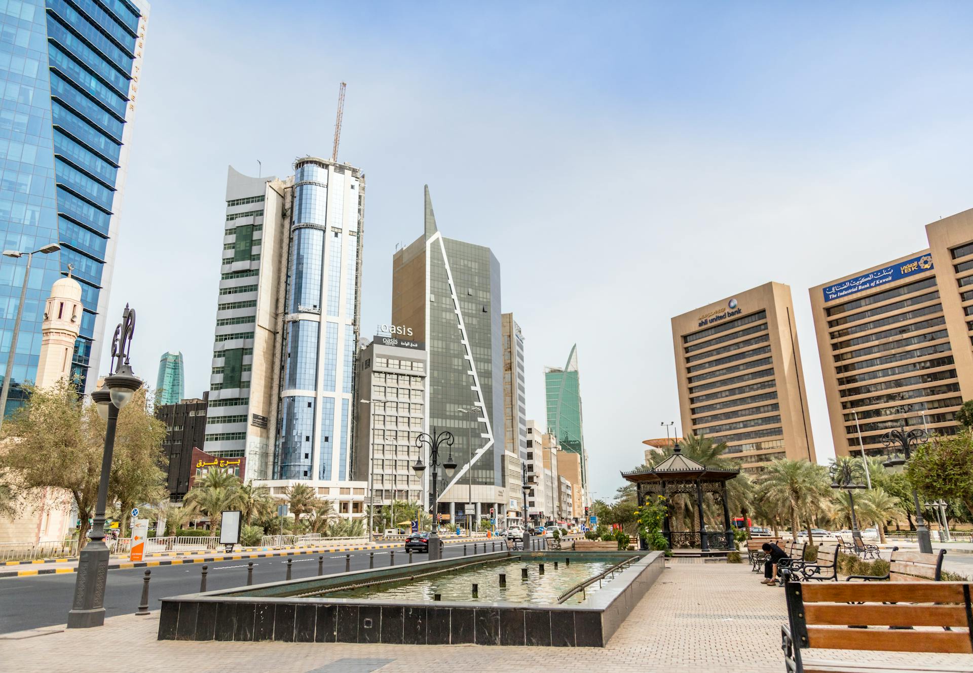 Captivating view of Kuwait City skyline showcasing modern skyscrapers and urban architecture.