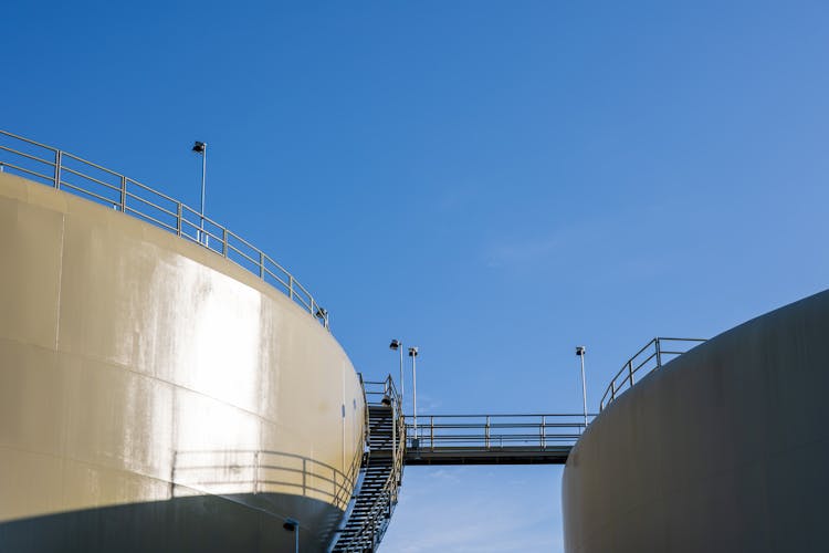 Stairs On Silos Under Clear Sky