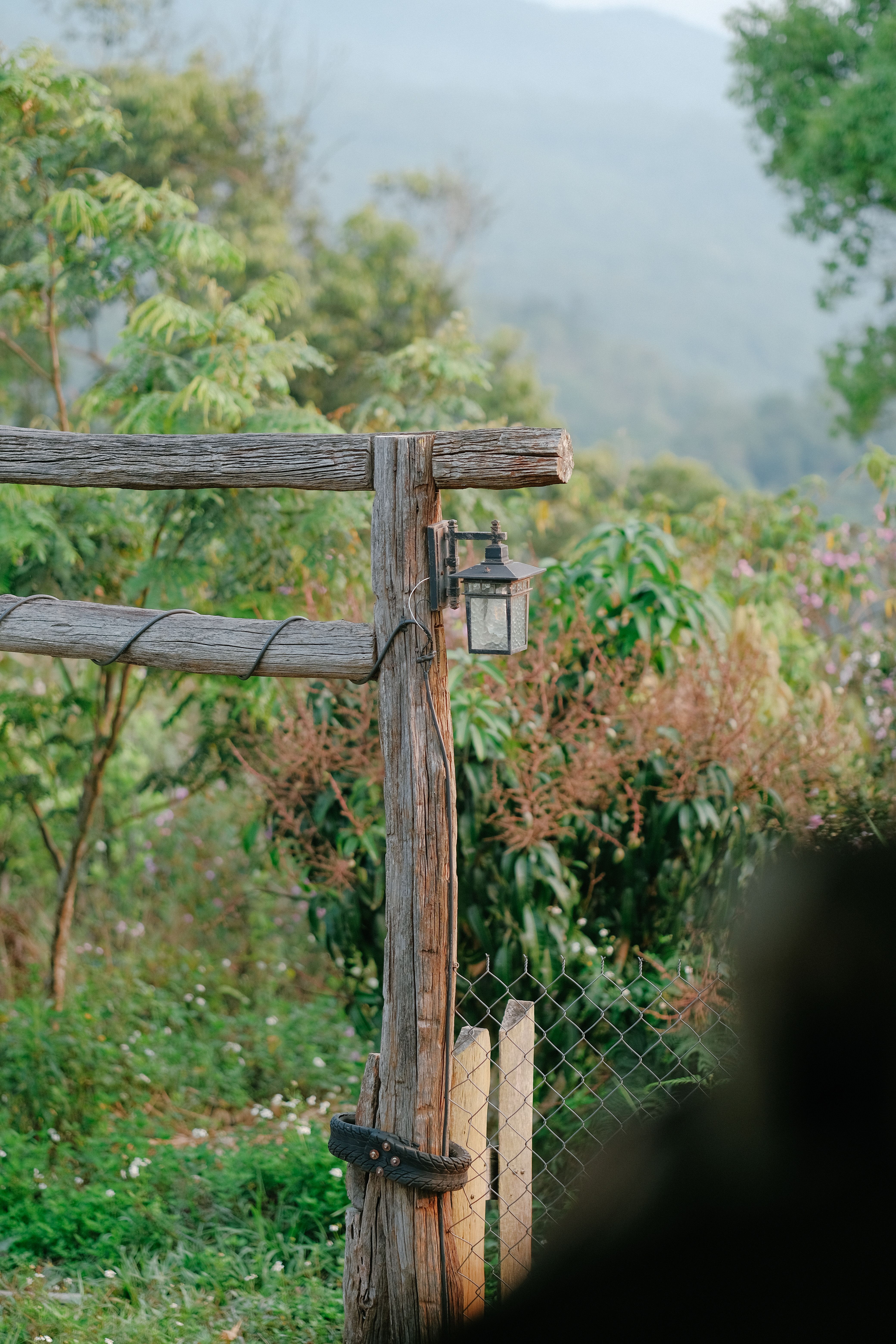 Lantern on Wooden Post in Countryside · Free Stock Photo