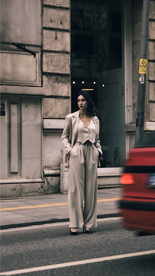 Elegant Brunette in City