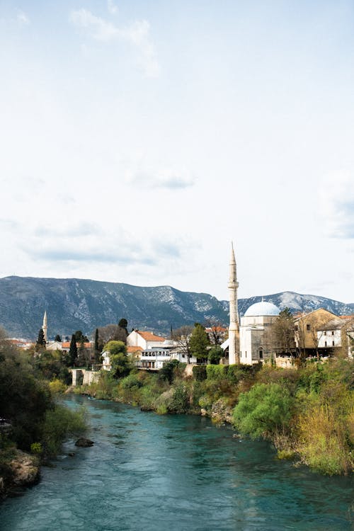 Creek and Mosque in Mostar, Bosnia and Herzegovina