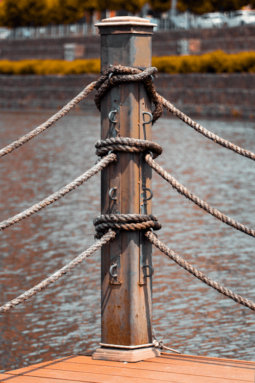 Ropes Tied to Wooden Post