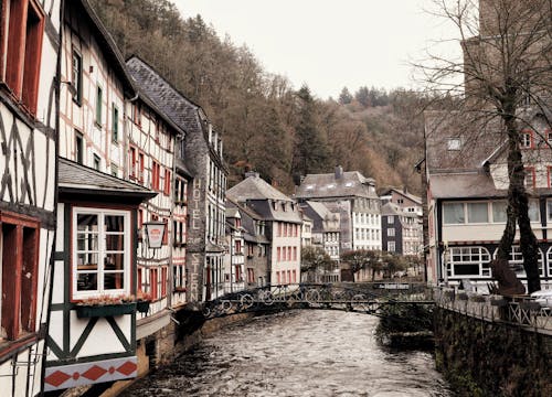 Half-timbered Houses along the River Rur in Monschau, Germany