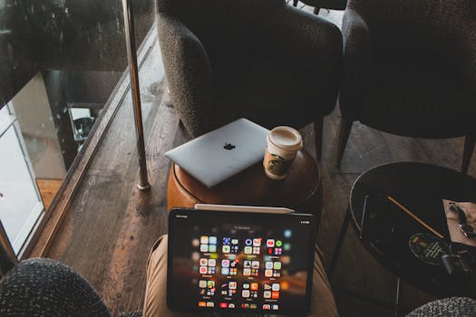 Freelancer working in coffee shop