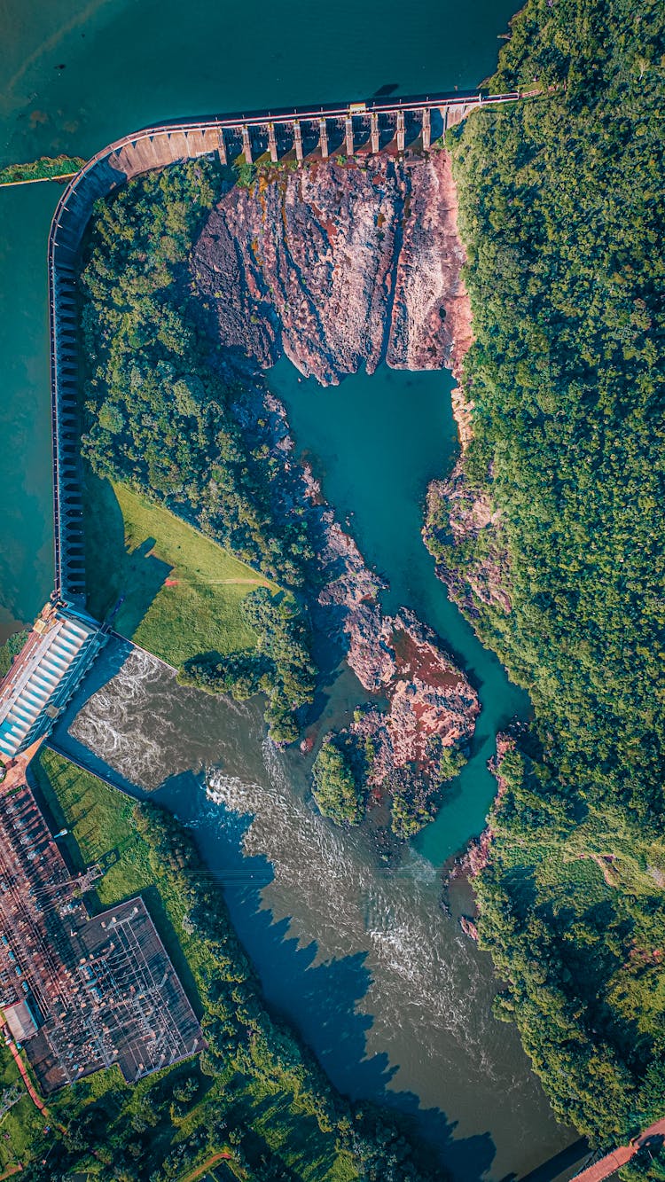 Aerial View Of A Dam 