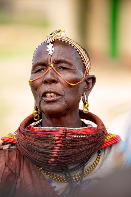 Free Portrait of a Samburu woman in traditional clothing, showcasing African tribal culture. Stock Photo