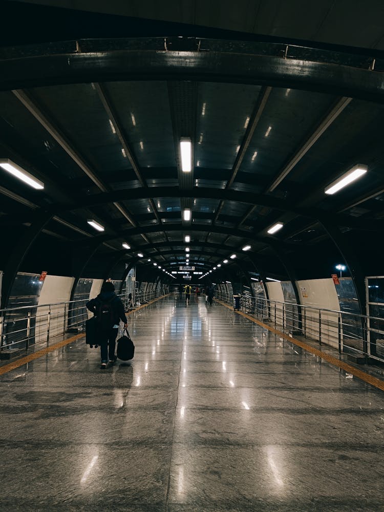 Ligths In Airport Corridor