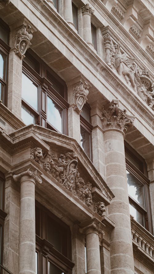 Ornamented Columns on Building Wall
