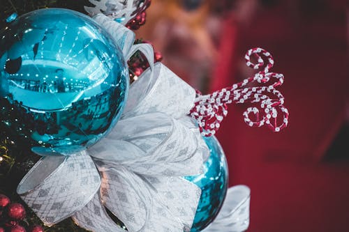 Shallow Photo of Blue Christmas Bauble