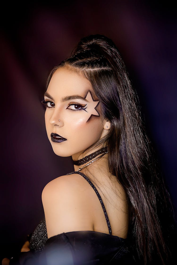 Brunette In Halloween Makeup