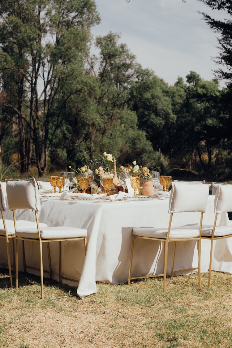 Table Set For An Outdoor Celebration