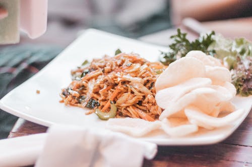 Food Dish on Top of White Plate