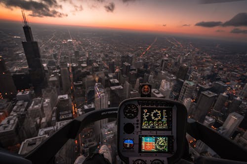 Aircraft Flying Above City