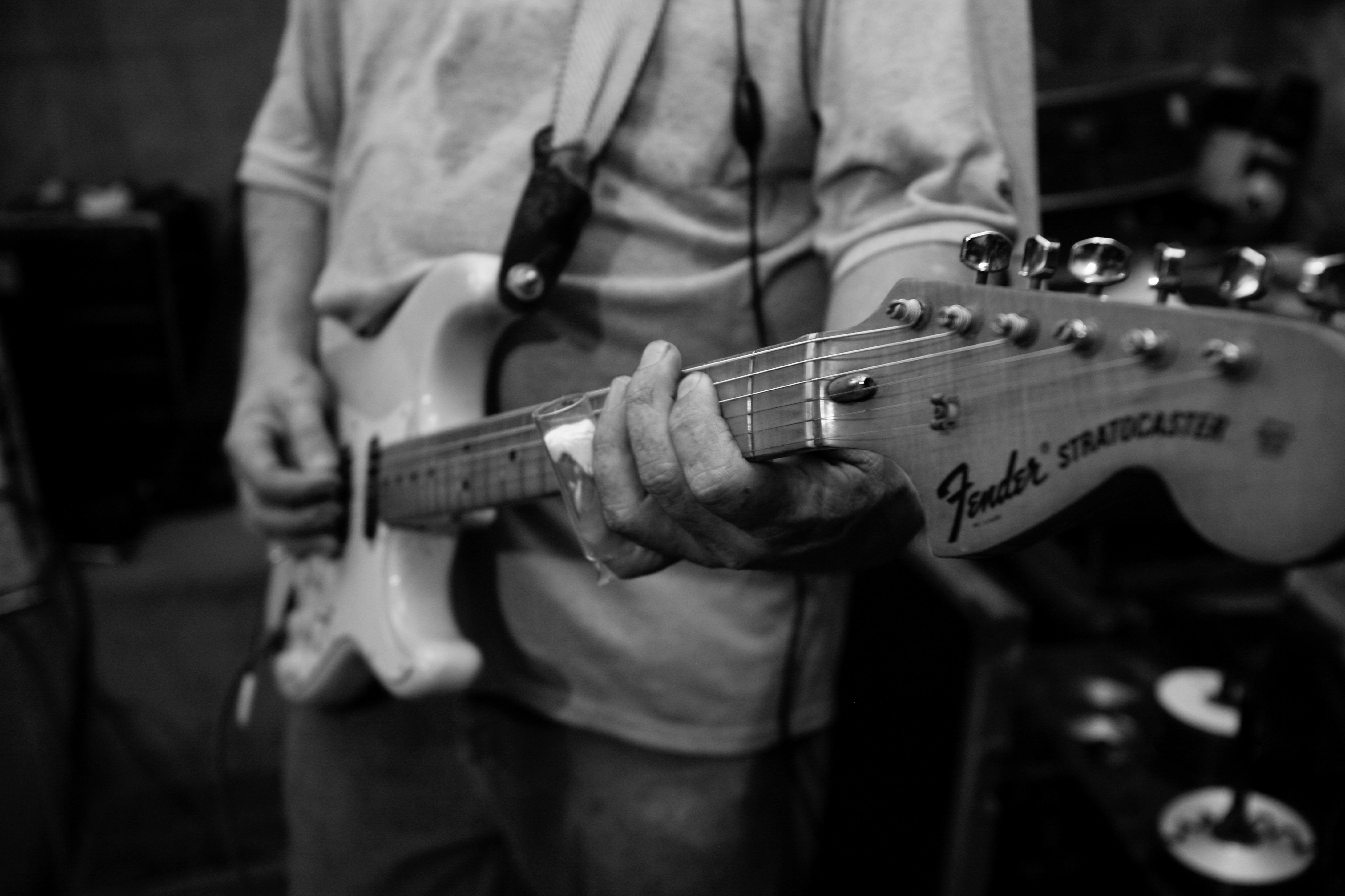 Free stock photo of band, black and white, electric guitar