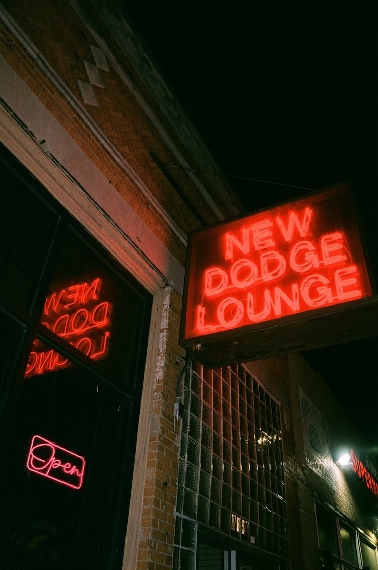 Red Neon Light Of A Bar