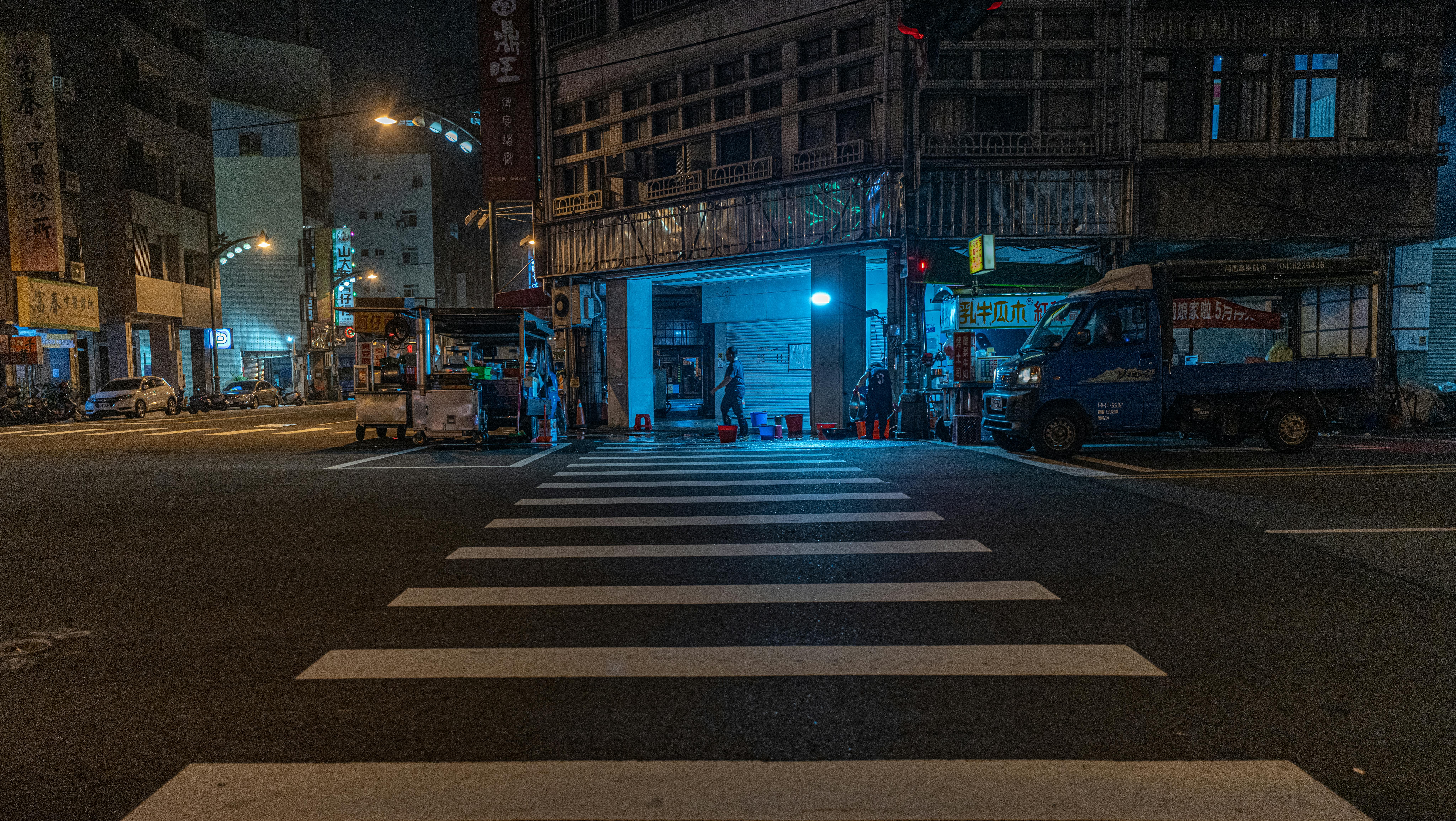 Zebra Crossing at Night · Free Stock Photo