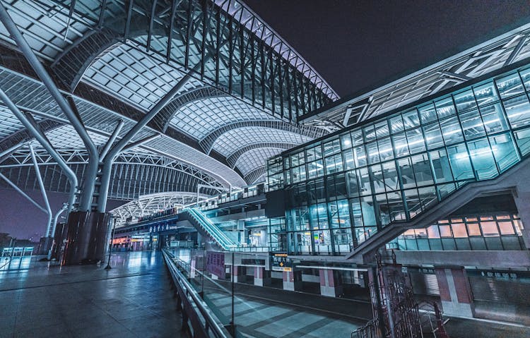 Empty Modern Railway Station