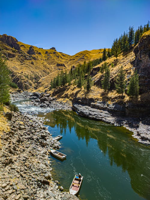 High Angle Shot of a Body of Water in the Valley 