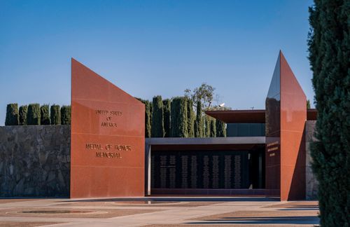 Free Monument honoring Medal of Honor recipients in Riverside, CA, USA. Stock Photo