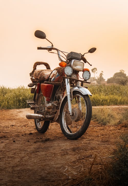 Vintage Honda Motorbike on Field