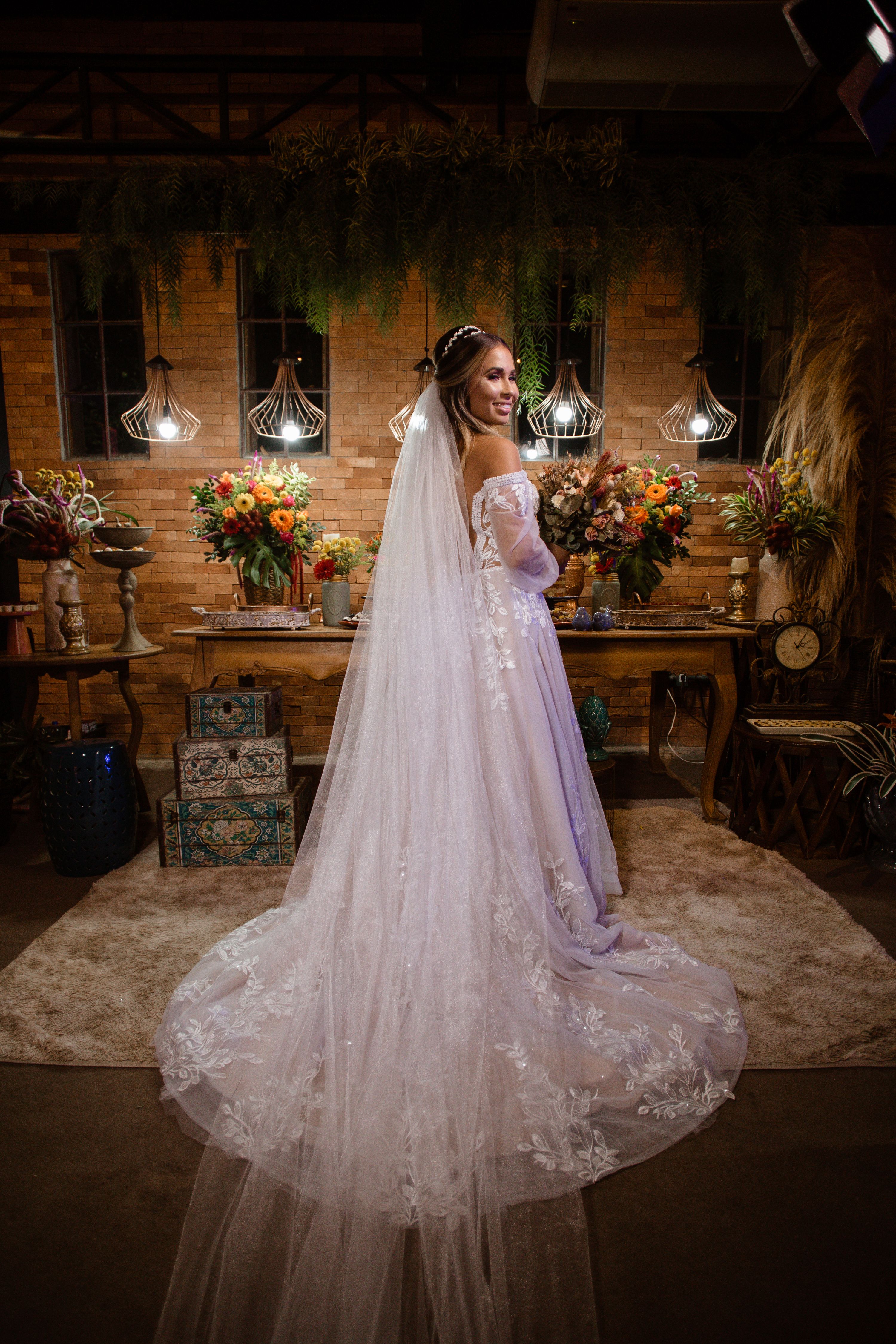 Smiling Bride Posing in Wedding Dress · Free Stock Photo