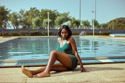 Model Posing by Swimming Pool