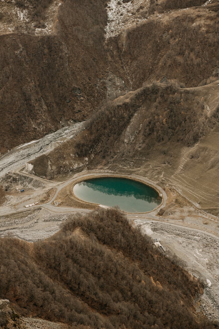 Artificial Water Reservoir In The Valley