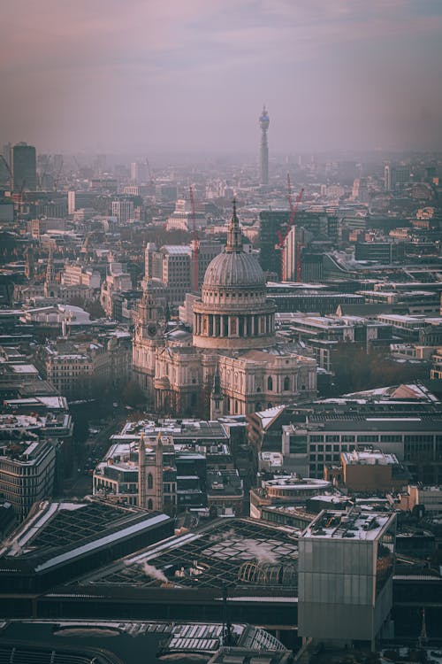 Aerial View of the St Pauls Cathedral in Lonodn, England, UK