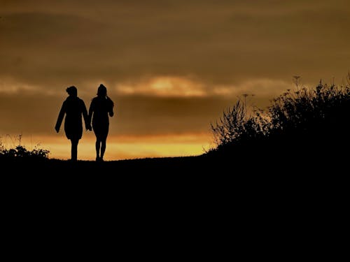 Silhouette of Couple at Sunset