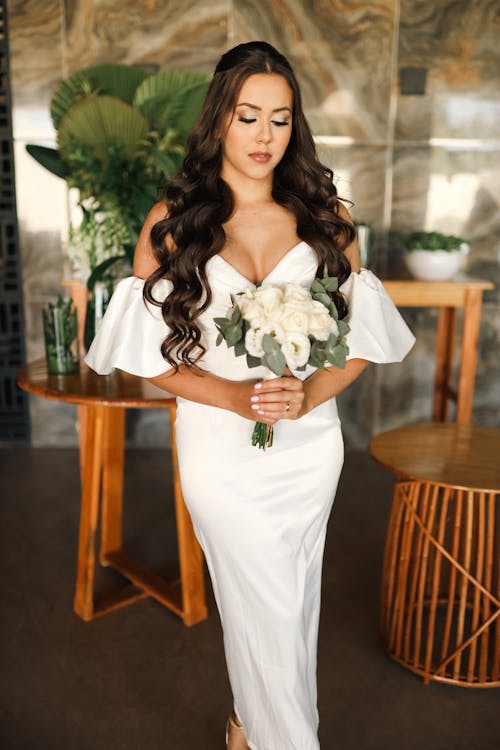 Cute Bride with a Bouquet