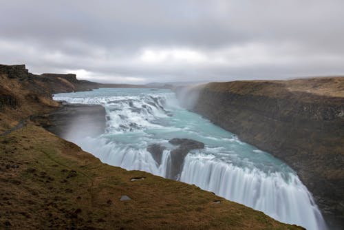 Aerial View of Gullfoss Falls in Iceland