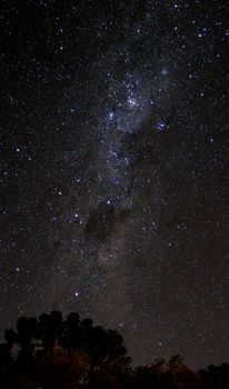 Stunning view of the Milky Way galaxy illuminated against a starry night sky in Urubici, Brazil, perfect for celestial enthusiasts.