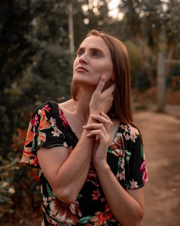 Model in a Floral Dress