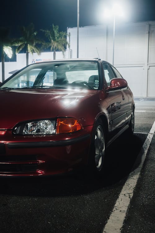 Red Honda Civic on Parking Lot