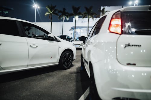 Back View of Modern Cars at a Car Meet on a the Parking Lot