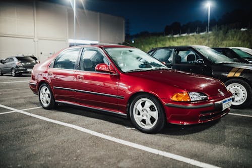 Old Honda Civic on a Parking Lot 