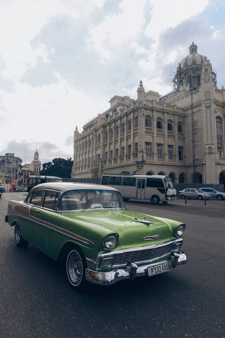 Green Chevrolet Bel Air On Street In Havana