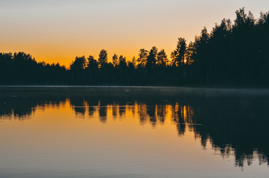 Afbeelding van kalme wateren bij zonsondergang
