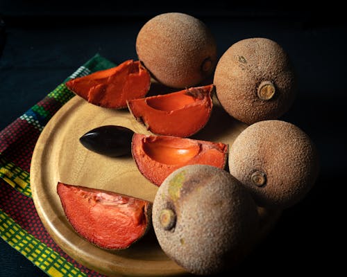 Tropical Fruits on a Wooden Tray 