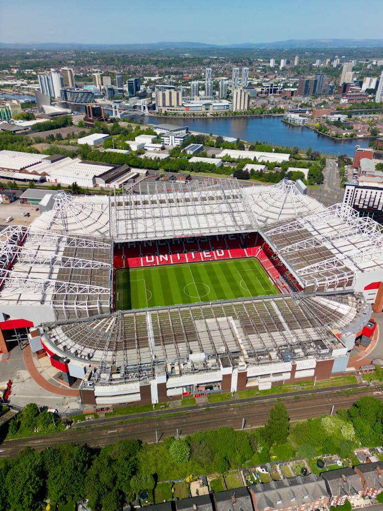 Aerial View Of The Old Trafford Manchester United Football Stadium 